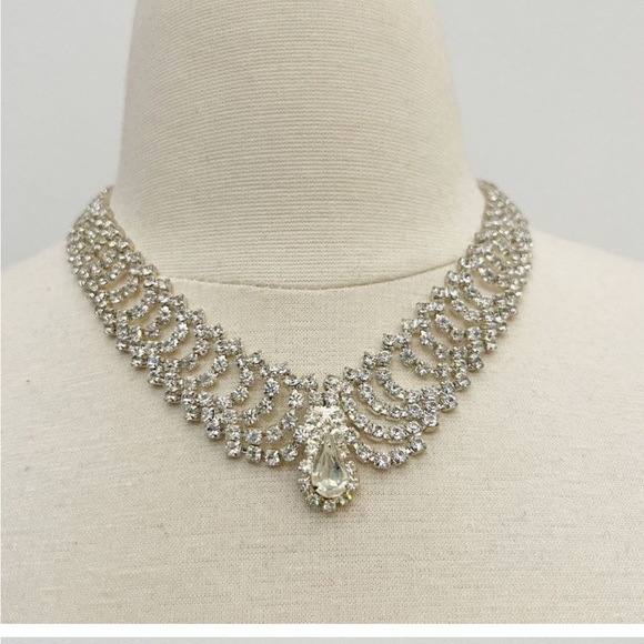 Incredible MCM 50s / 60s ESTATE Vintage Royal Edwardian Rhinestone Necklace - Picture 3 of 9